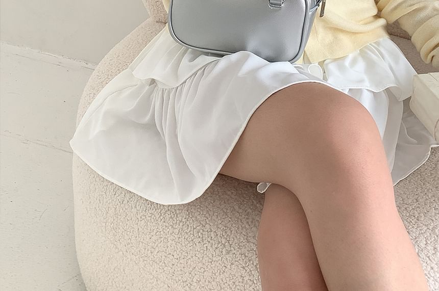 Faux Handle Bag Leather Crossbody Plain Top