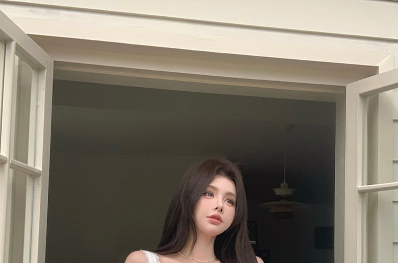 Top Pleated Panel Mini Plain Tie Ruched A-Line Rise / Front Cami Skirt High