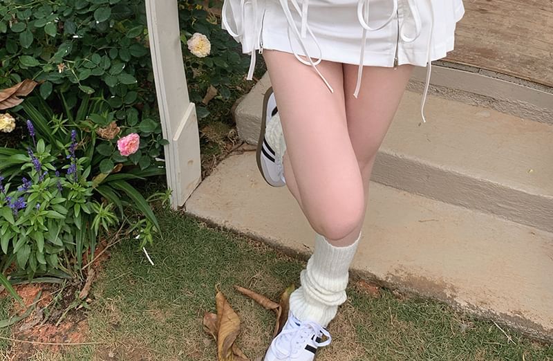 Top Pleated Panel Mini Plain Tie Ruched A-Line Rise / Front Cami Skirt High