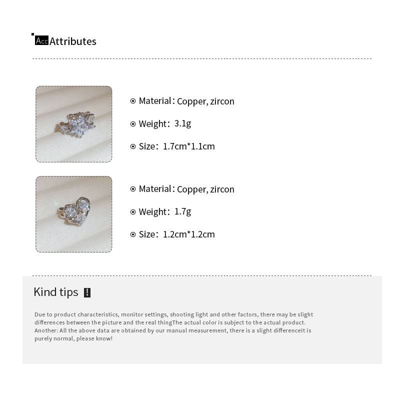 / Ear Star Cuff Rhinestone Heart