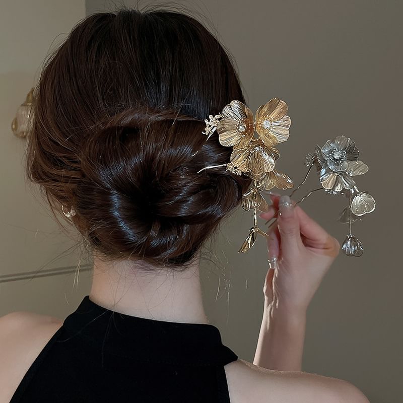 Stick Floral Rhinestone Hair
