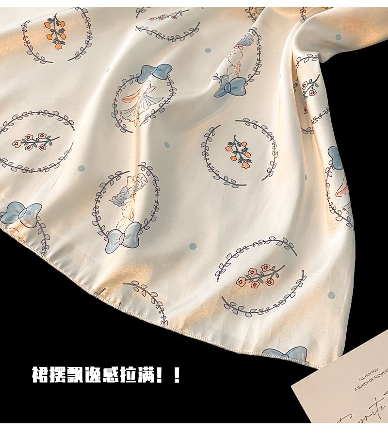 Nightgown Rabbit Print