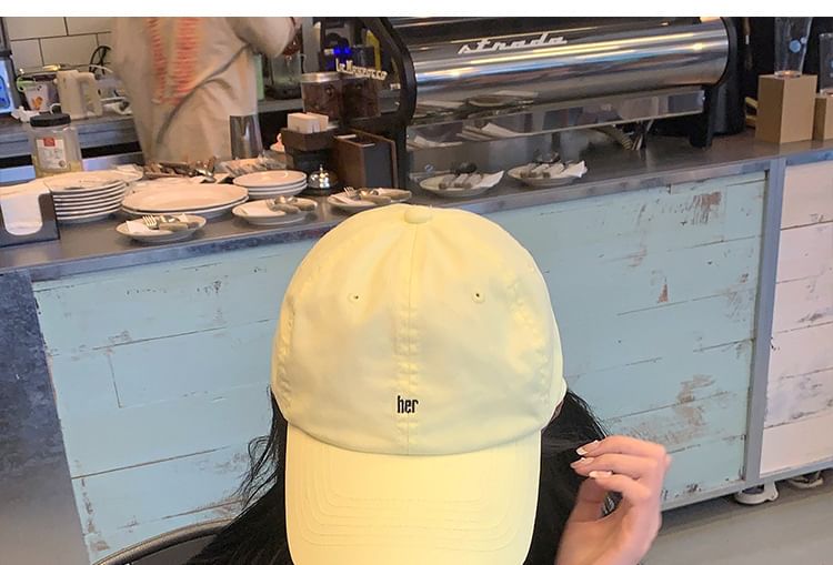 Brim Embroidered Curved Cap Cotton Baseball