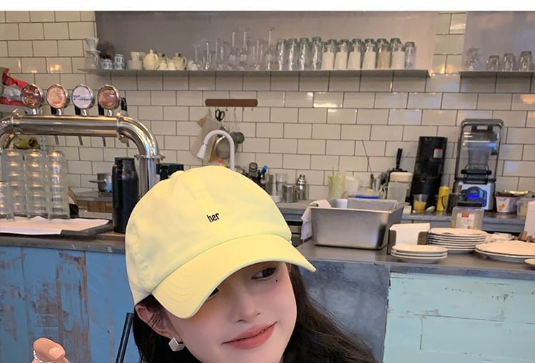 Brim Embroidered Curved Cap Cotton Baseball