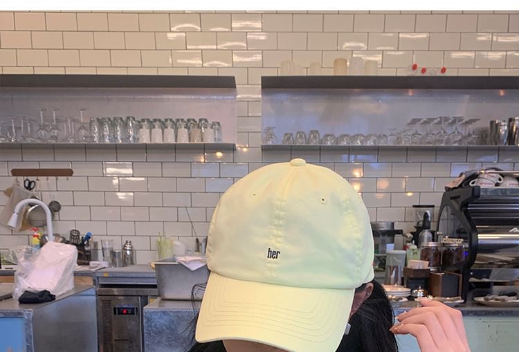 Brim Embroidered Curved Cap Cotton Baseball