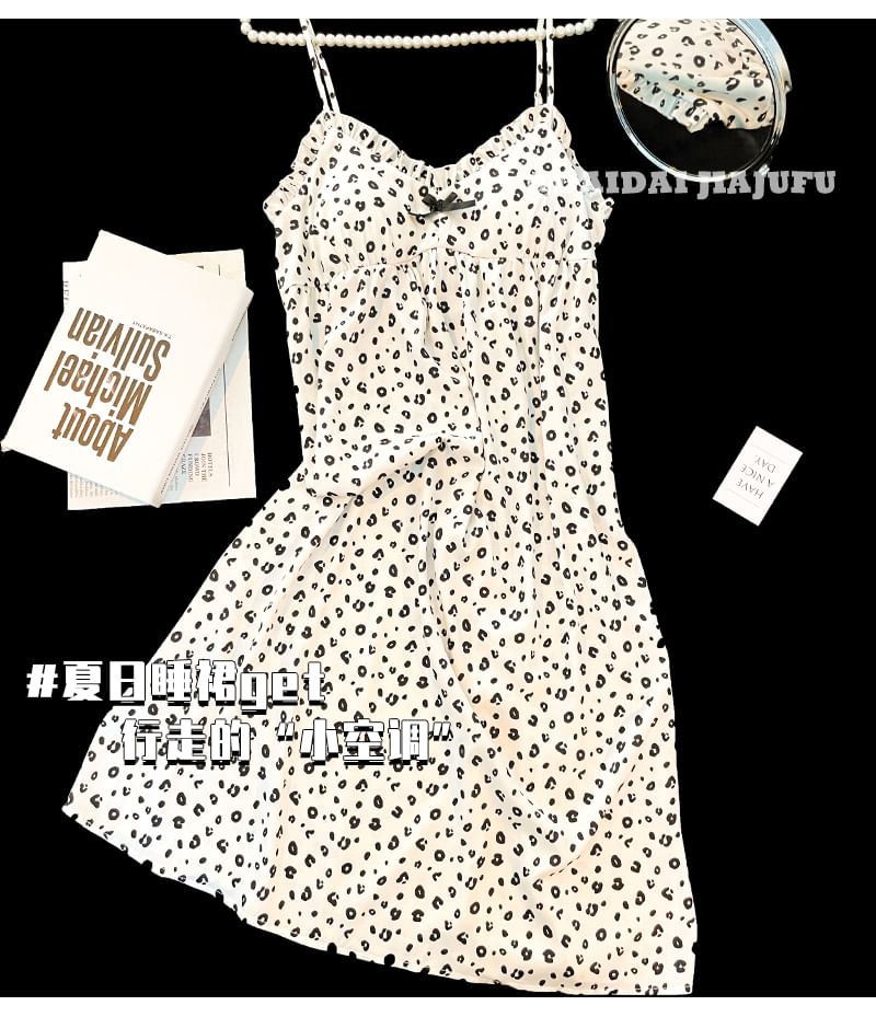 Nightgown Strap Spaghetti Leopard