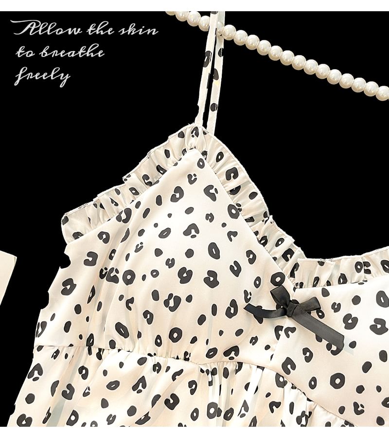 Nightgown Strap Spaghetti Leopard