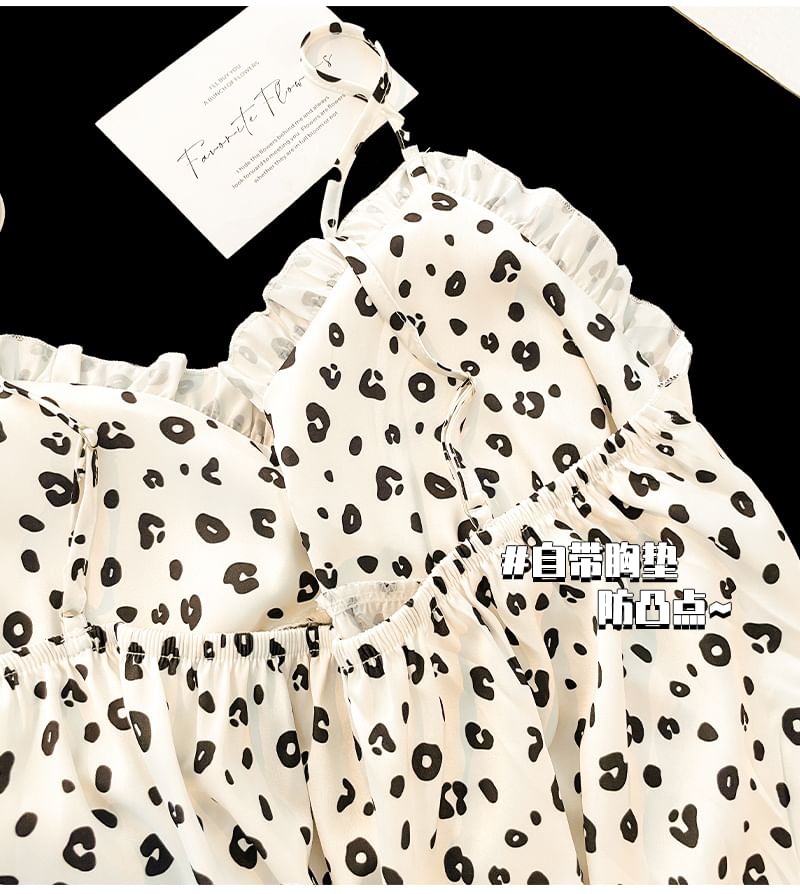 Nightgown Strap Spaghetti Leopard