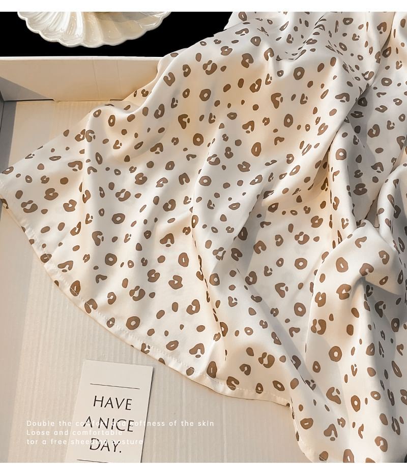 Strap Spaghetti Nightgown Leopard