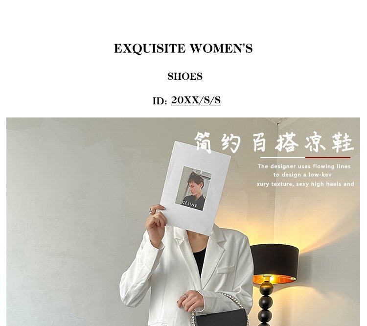 Heel Toe Slingback Chunky Metal Sandals Accent Plain Loop