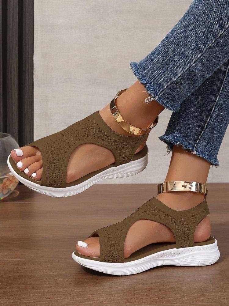 Platform Plain Knit Sandals