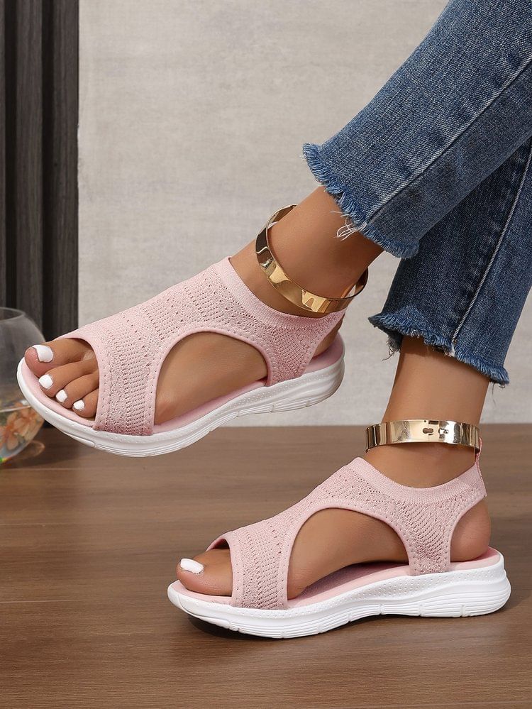 Platform Plain Knit Sandals