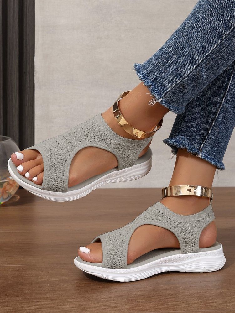 Platform Plain Knit Sandals