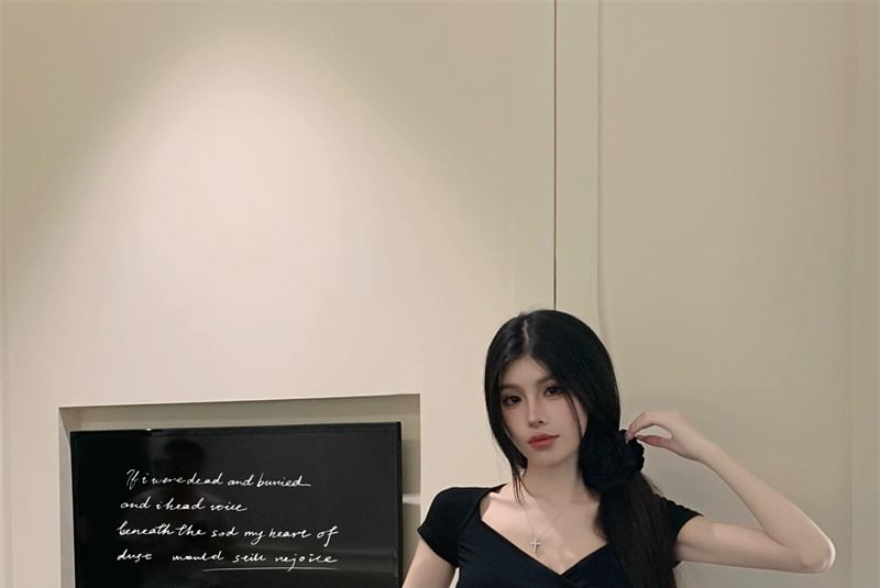 Skirt A-Line Asymmetrical Plain Mini Panel Mid Rise Ruffle