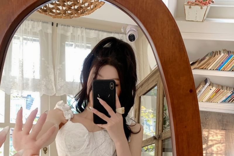 High Waist Panel Plain Lace Shorts Pleated