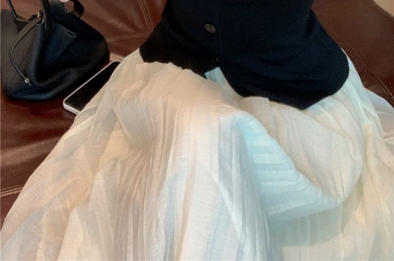 High Button Neck Square / Plain A-Line Rise Maxi Top Skirt Tank