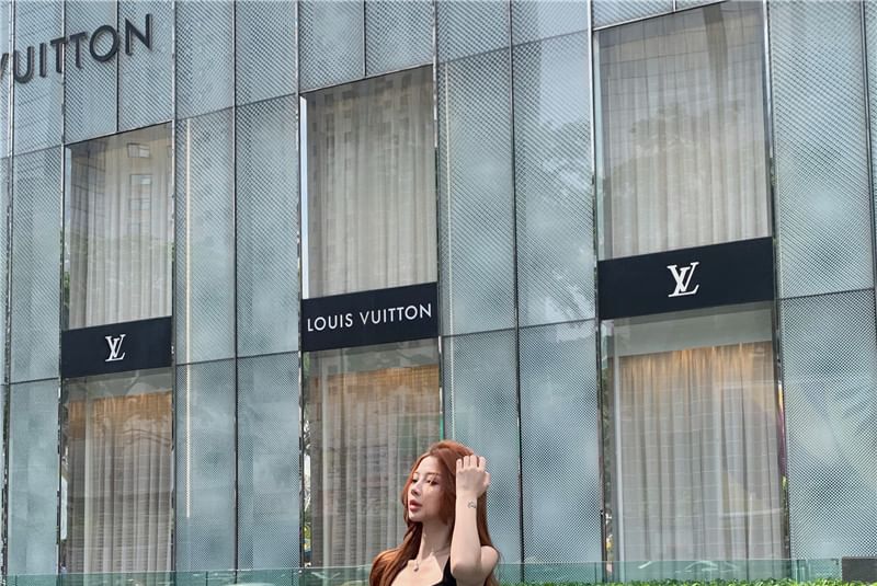 High Button Neck Square / Plain A-Line Rise Maxi Top Skirt Tank