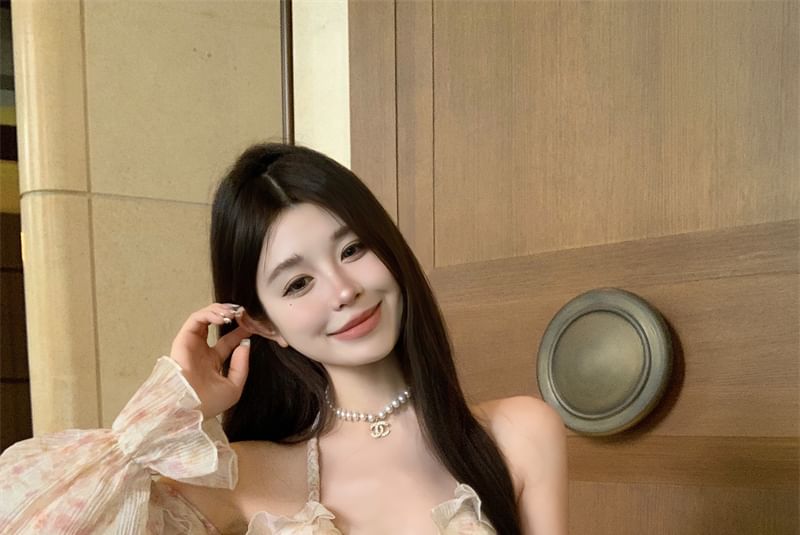 Top Ruffle Halter Floral