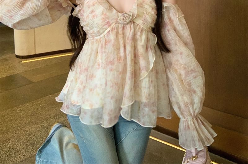 Top Ruffle Halter Floral