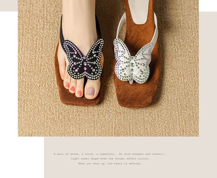 Thong Wedge Sandals Butterfly