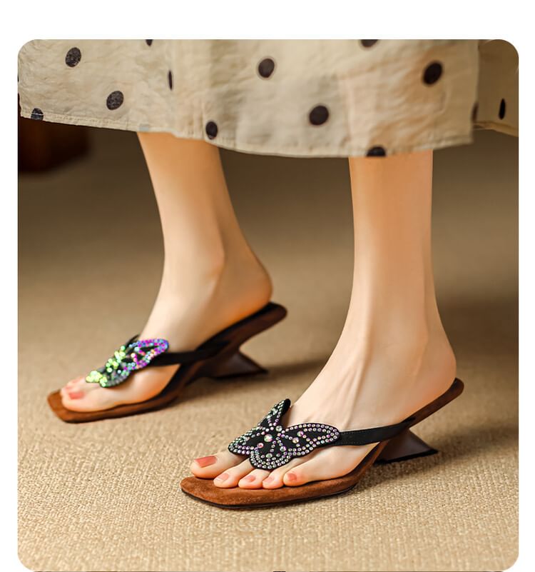 Thong Wedge Sandals Butterfly