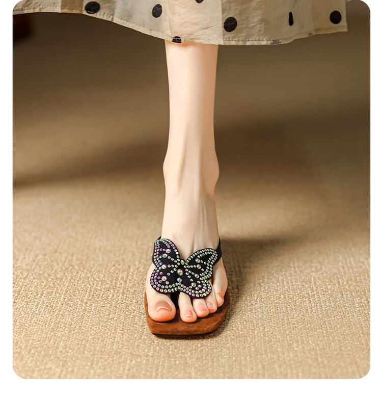 Thong Wedge Sandals Butterfly
