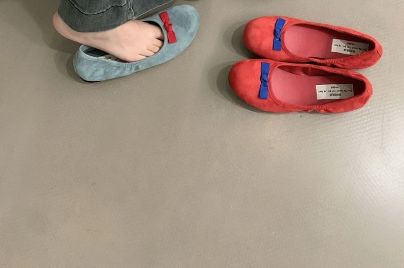 Suede Bow Faux Flats