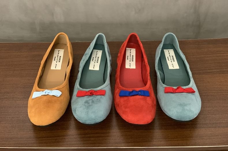 Suede Bow Faux Flats