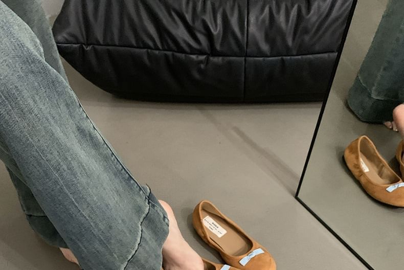 Suede Bow Faux Flats