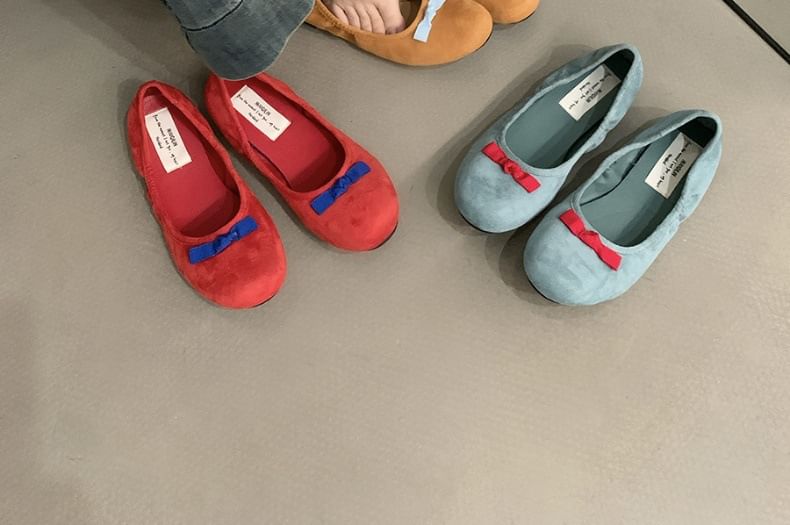 Suede Bow Faux Flats