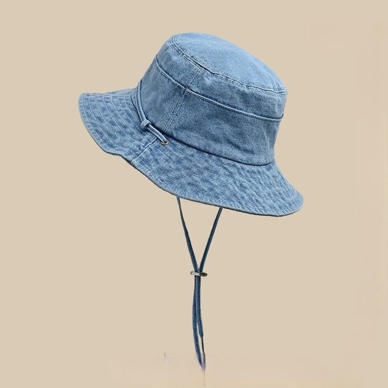 Bucket Chin Adjustable With Strap Denim Hat