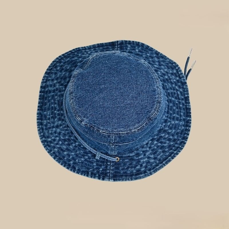 Bucket Chin Adjustable With Strap Denim Hat
