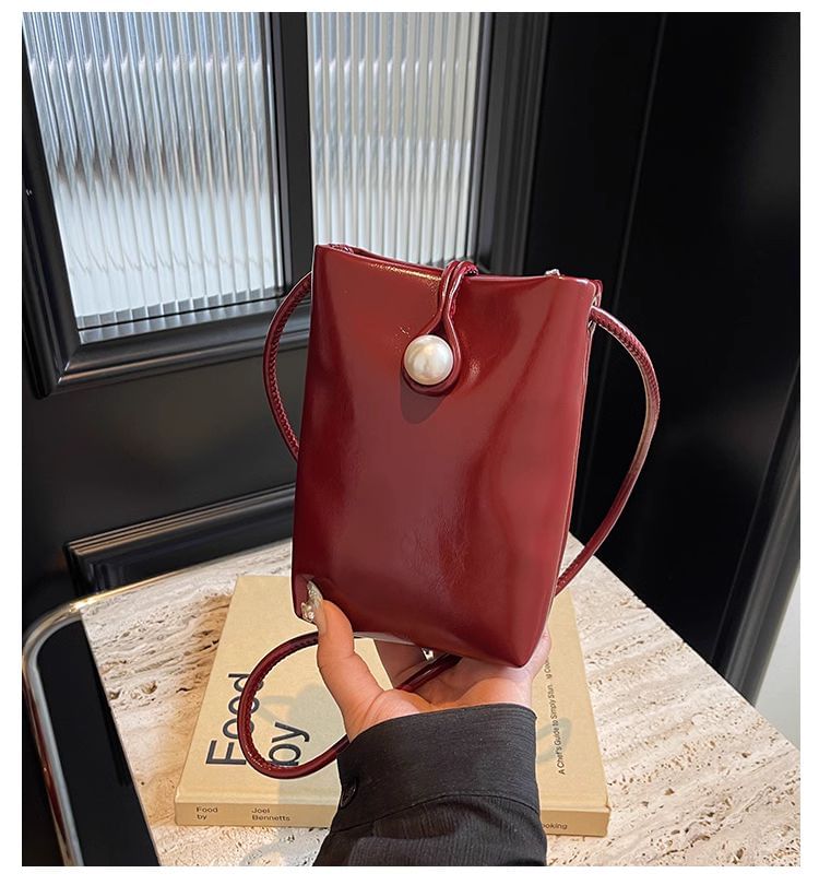 Plain Faux Crossbody Leather Bag