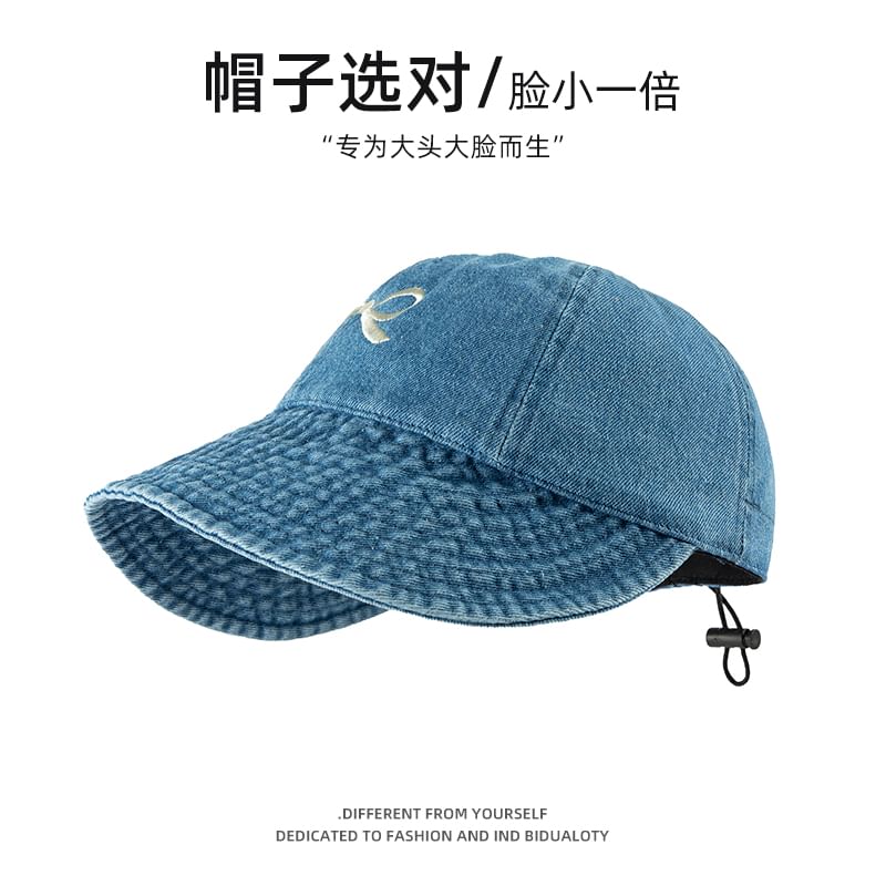 Bow Baseball Embroidered Denim Cap