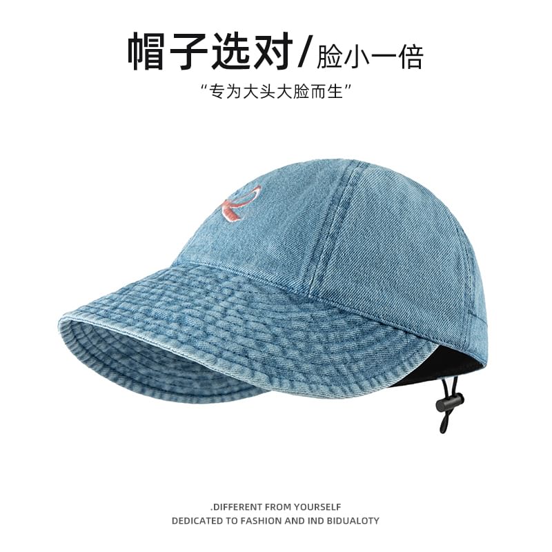Bow Baseball Embroidered Denim Cap