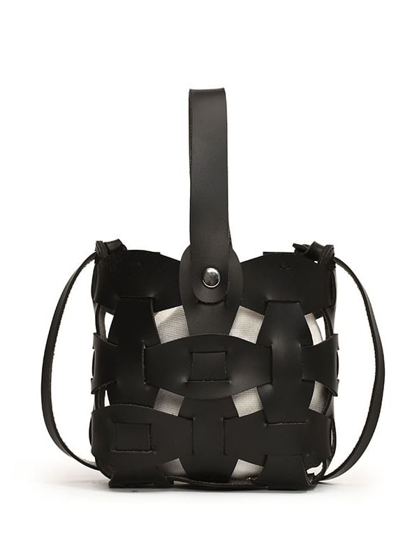 Leather Cutout Faux Crossbody Bag