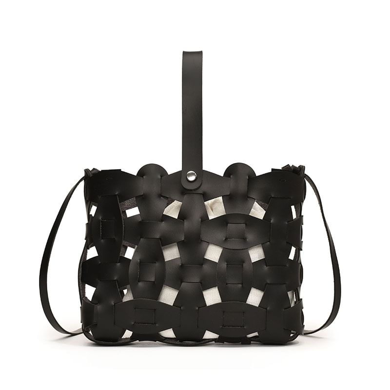Leather Cutout Faux Crossbody Bag