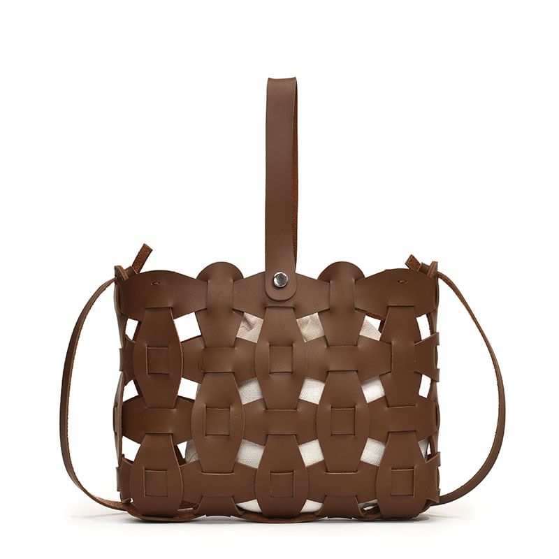 Leather Cutout Faux Crossbody Bag