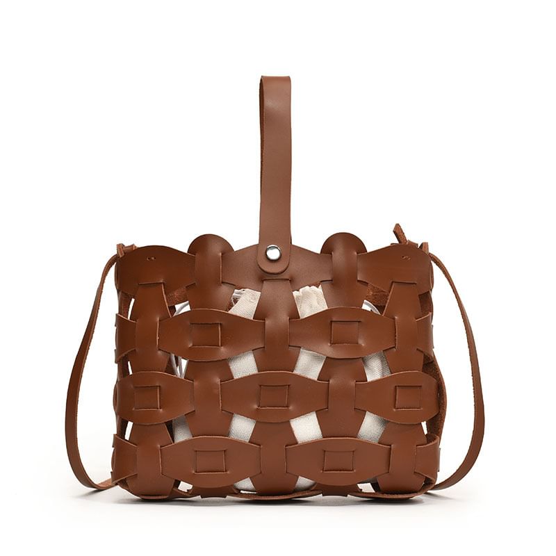 Leather Cutout Faux Crossbody Bag