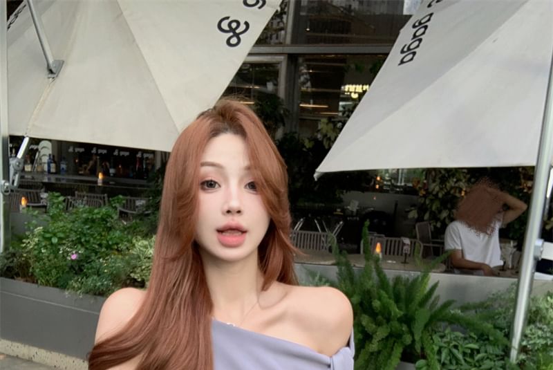 Plain Sheath Mini Shoulder One Dress Sleeveless Tie-Up