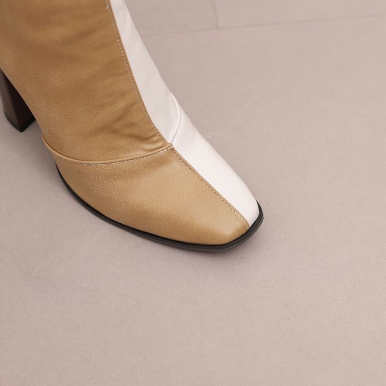 Chunky Boots Short Heel Pointed Toe