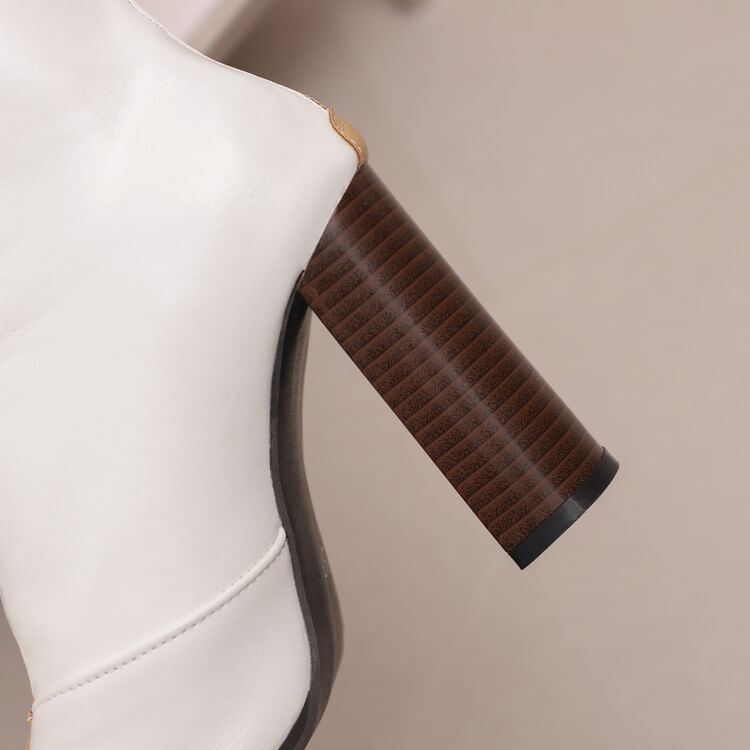 Chunky Boots Short Heel Pointed Toe