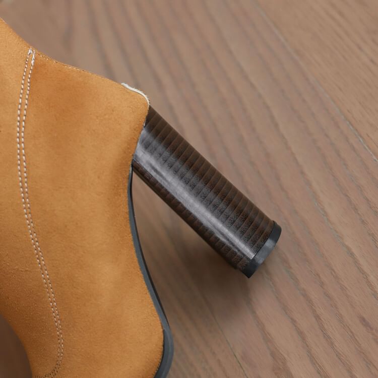 Short Denim Chunky Heel Toe Boots Pointed