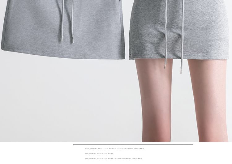 Pencil Skirt Mini Plain Drawstring Waist