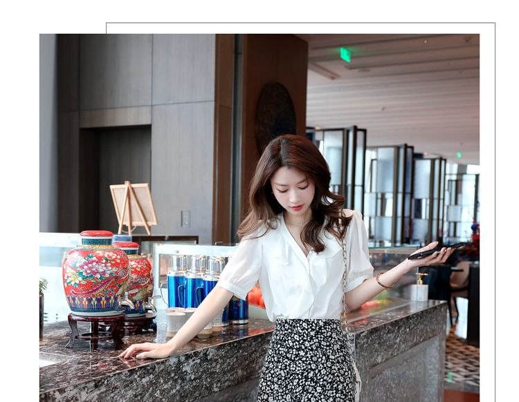 Floral Skirt Waist A-Line Elastic Midi Print