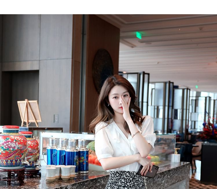 Floral Skirt Waist A-Line Elastic Midi Print