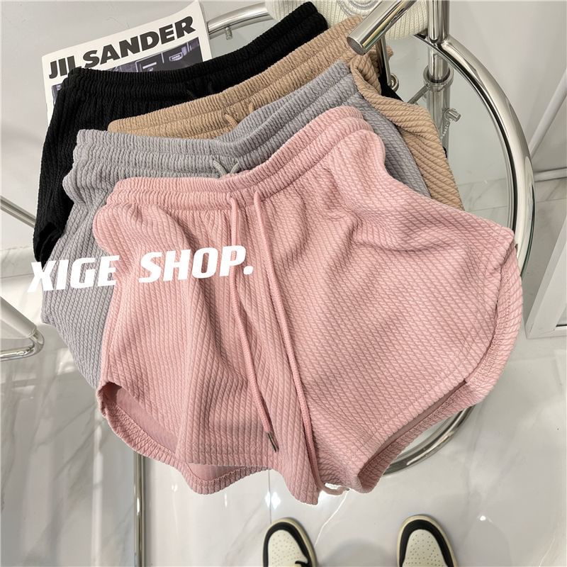 Shorts Plain Waist Drawstring