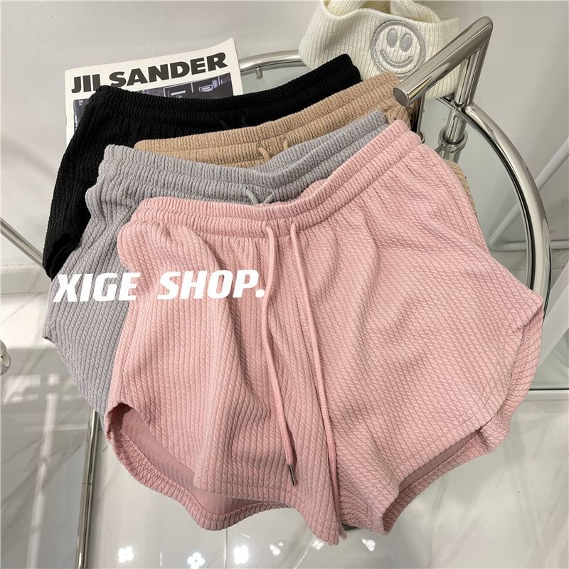 Shorts Plain Waist Drawstring