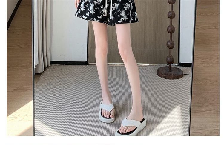 Print Waist Shorts Drawstring Butterfly
