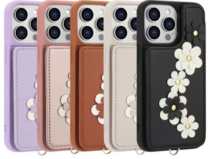 Faux Leather Case Phone Floral